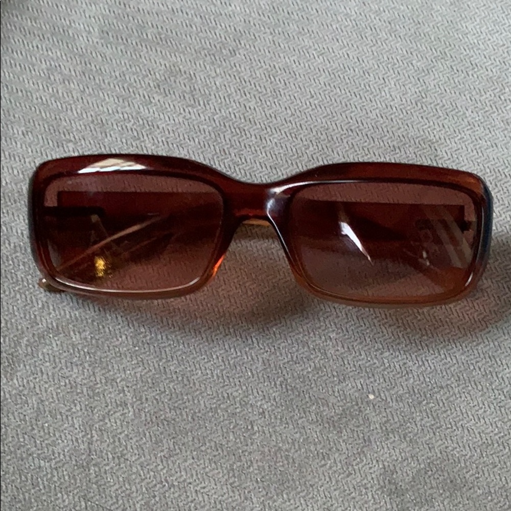 Yves Saint Laurent maroon rectangular sunglasses